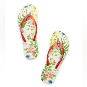 Tory Burch Red Floral Flip-flops Sandals 🩴
